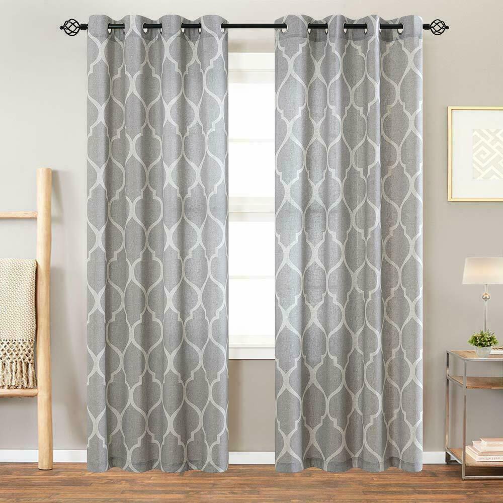 

Moroccan Tile Printed Curtains for Bedroom Lattice Window Treatment 2 Panels