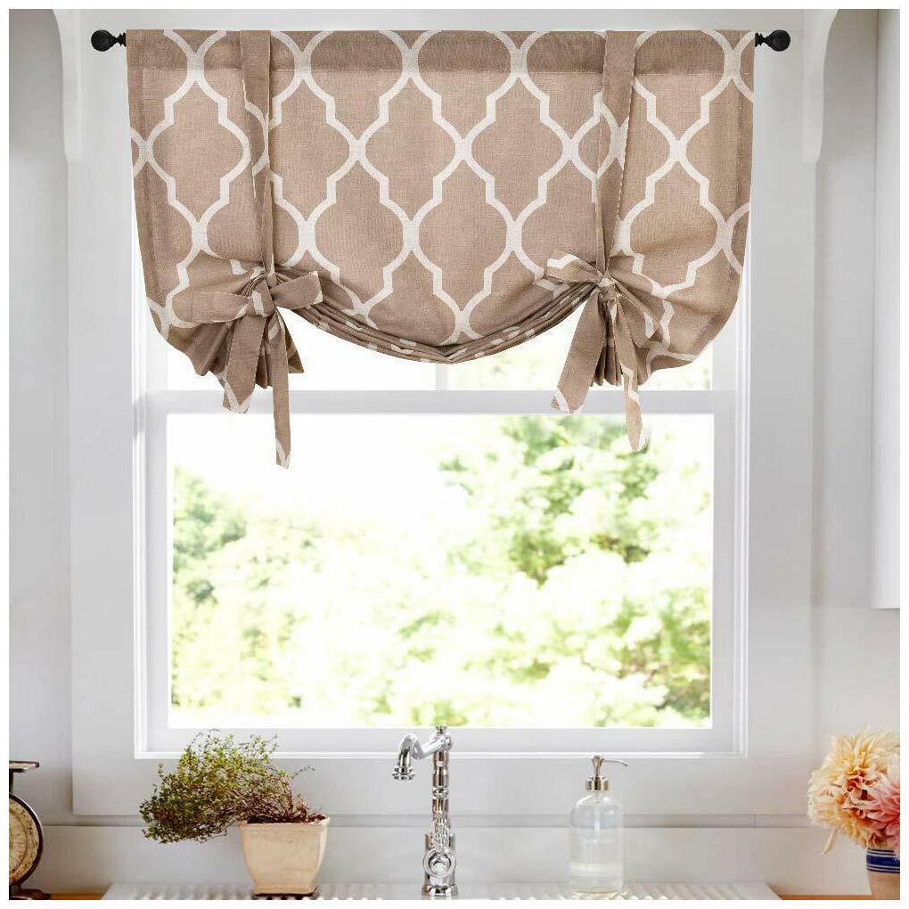 

Moroccan Tile Print Curtains for Bedroom Curtain Flax Linen Blend 2 Panels