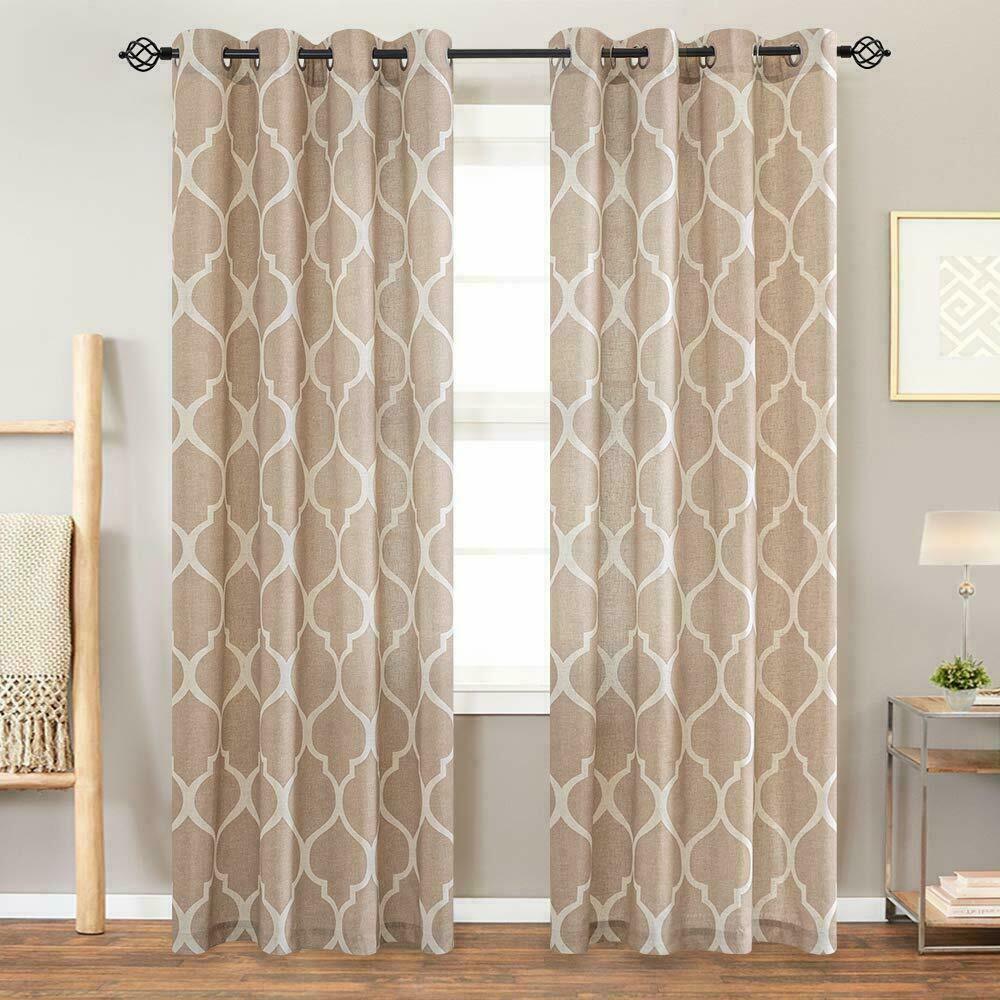 

Moroccan Tile Printed Curtains for Bedroom Lattice Window Treatment 2 Panels