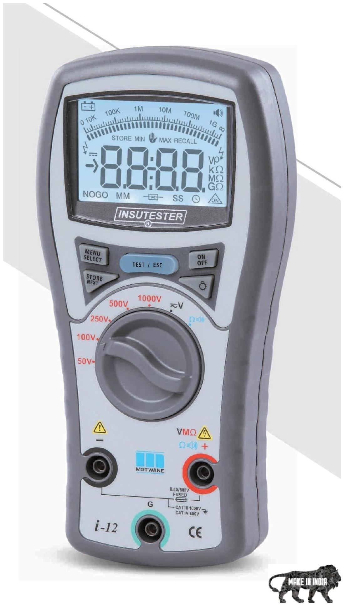 

Motwane i-12 - 1 KV Digital Insutester With 2 GOhm Measurement Range