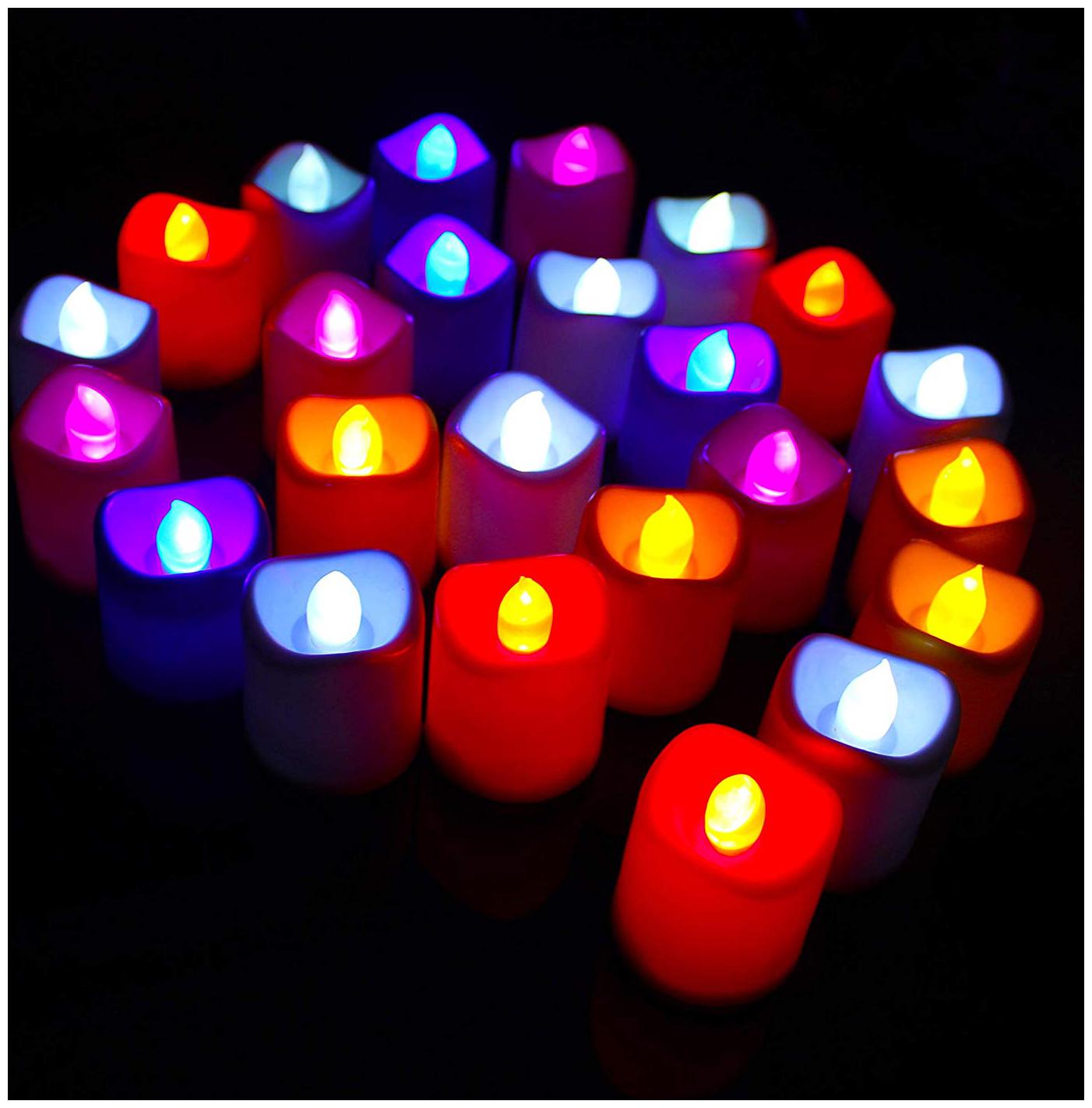 

MPI Plastic Colour Changing Flickering Flameless LED Candle Tea light Diwali Decoration Set of 24 pcs