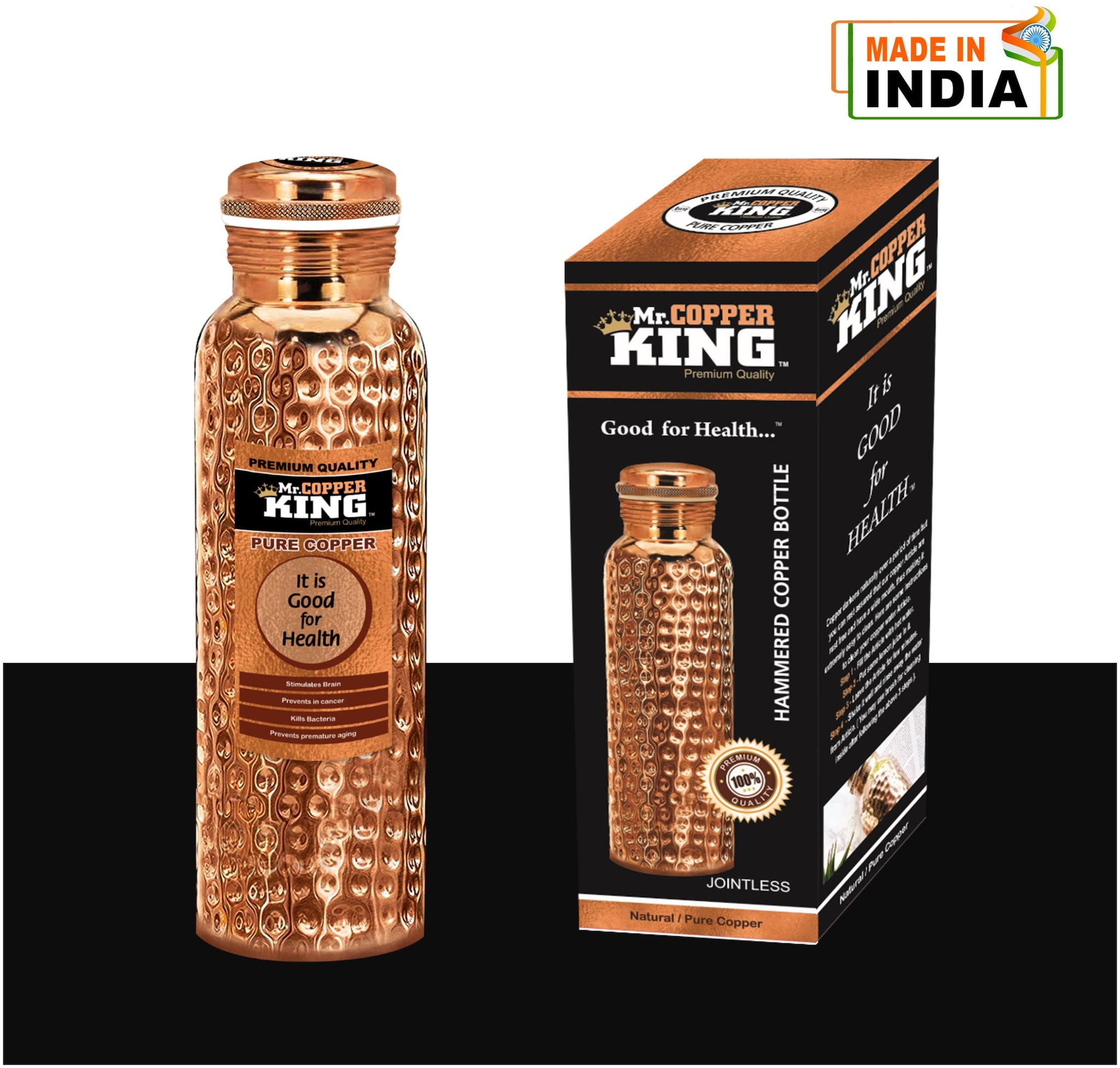 

Mr Copper King Copper Copper Water Bottle ( 950 ml Set of 1 )