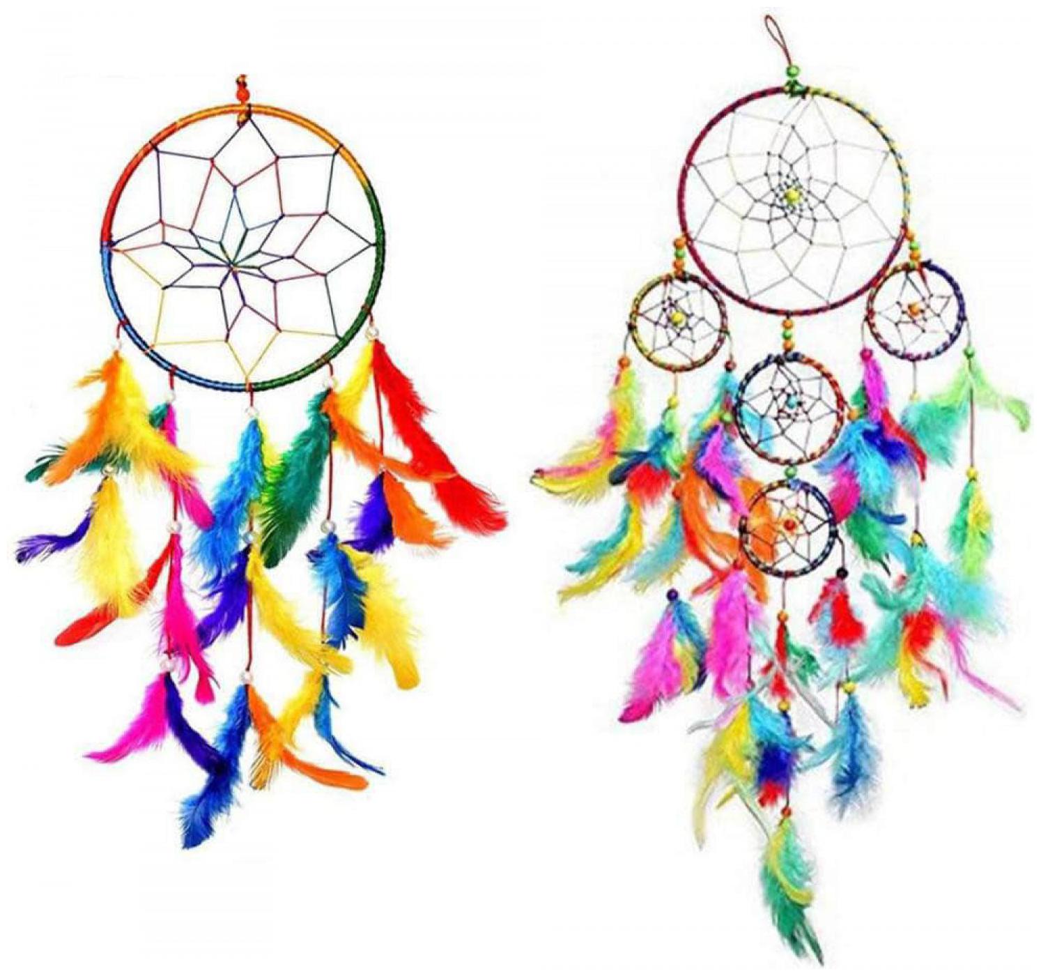 

MS TRADING COMPANY Attract Positive Dreams Decorative Showpiece - 20 cm (Feather Multicolor) (Set of 2)