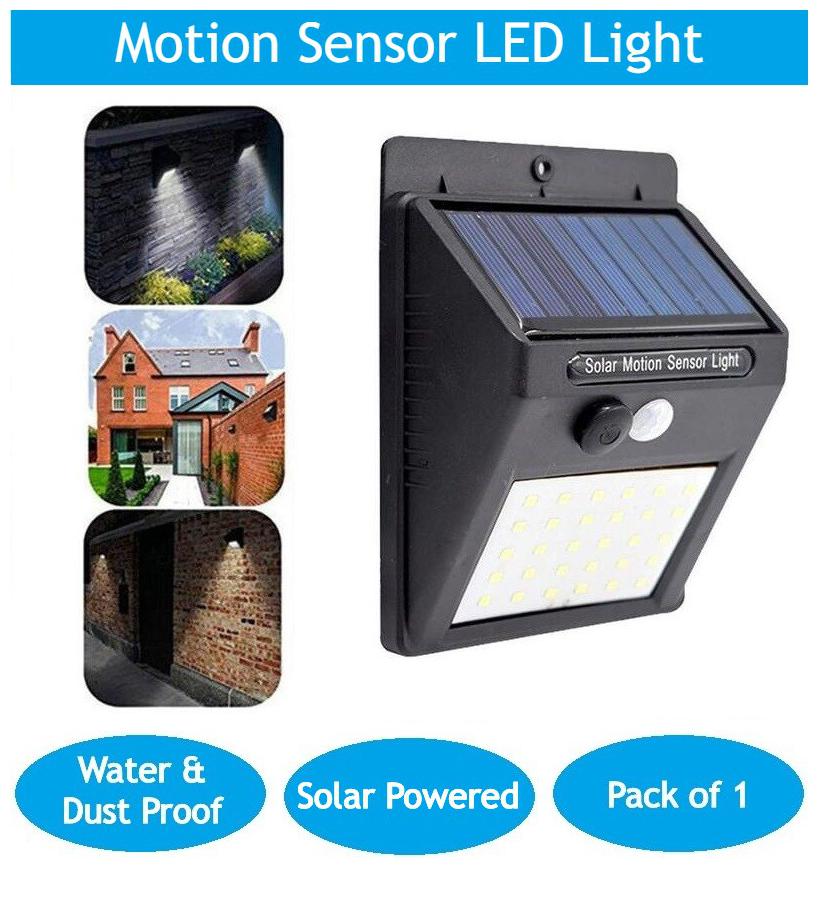 

QUXXA Solar LEDs Outdoor Waterproof Motion Sensor Solar Security Wall Light for Indoor Garden Driveway Pathway etc- Solar Lights Lantern Emergency Light (Black)
