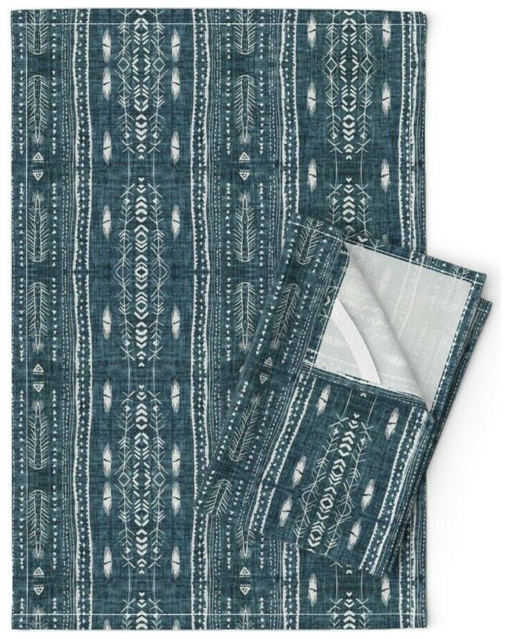 

Mud Cloth Tribal Southwestern Linen Cotton Tea Towels by Roostery Set of 2