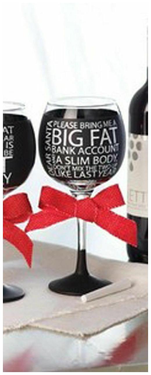 

Mud Pie Christmas Chalk Talk Chalkboard Holiday Wine Glass 446M005