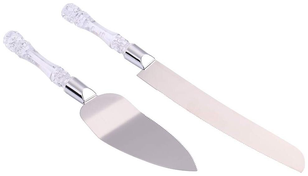 Mukta Enterprise Cake Knife And Server Set Acrylic Stainless Steel Faux Crystal Handle by Mukta Enterprise