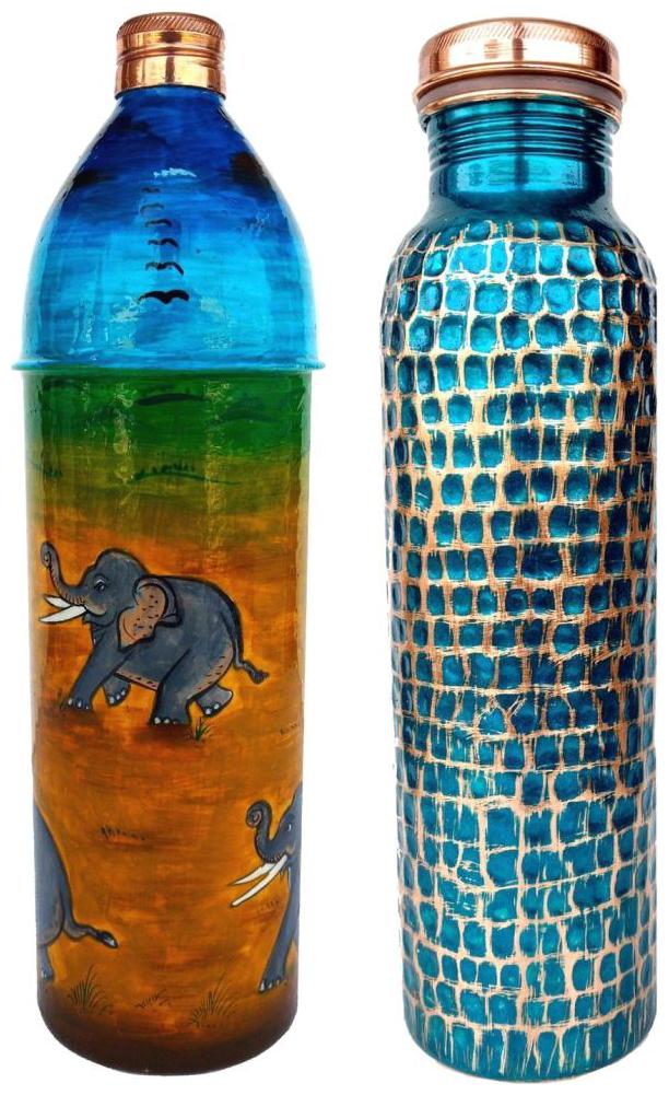 

Rastogi Handicrafts Copper Multi Water Bottle ( 930 ml Set of 2 )