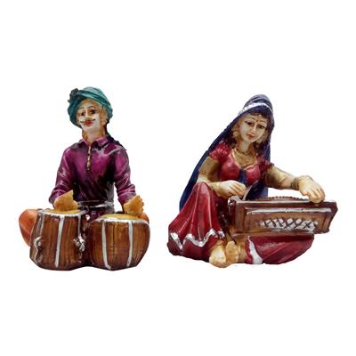 

Multicolour Pair of Rajasthani Handicrafts Showpiece Cultural Love Couple Decorative Home Decor Table Decoration Idol - Marriage wedding Anniversary Valentine Gift Items (L-23 cm)