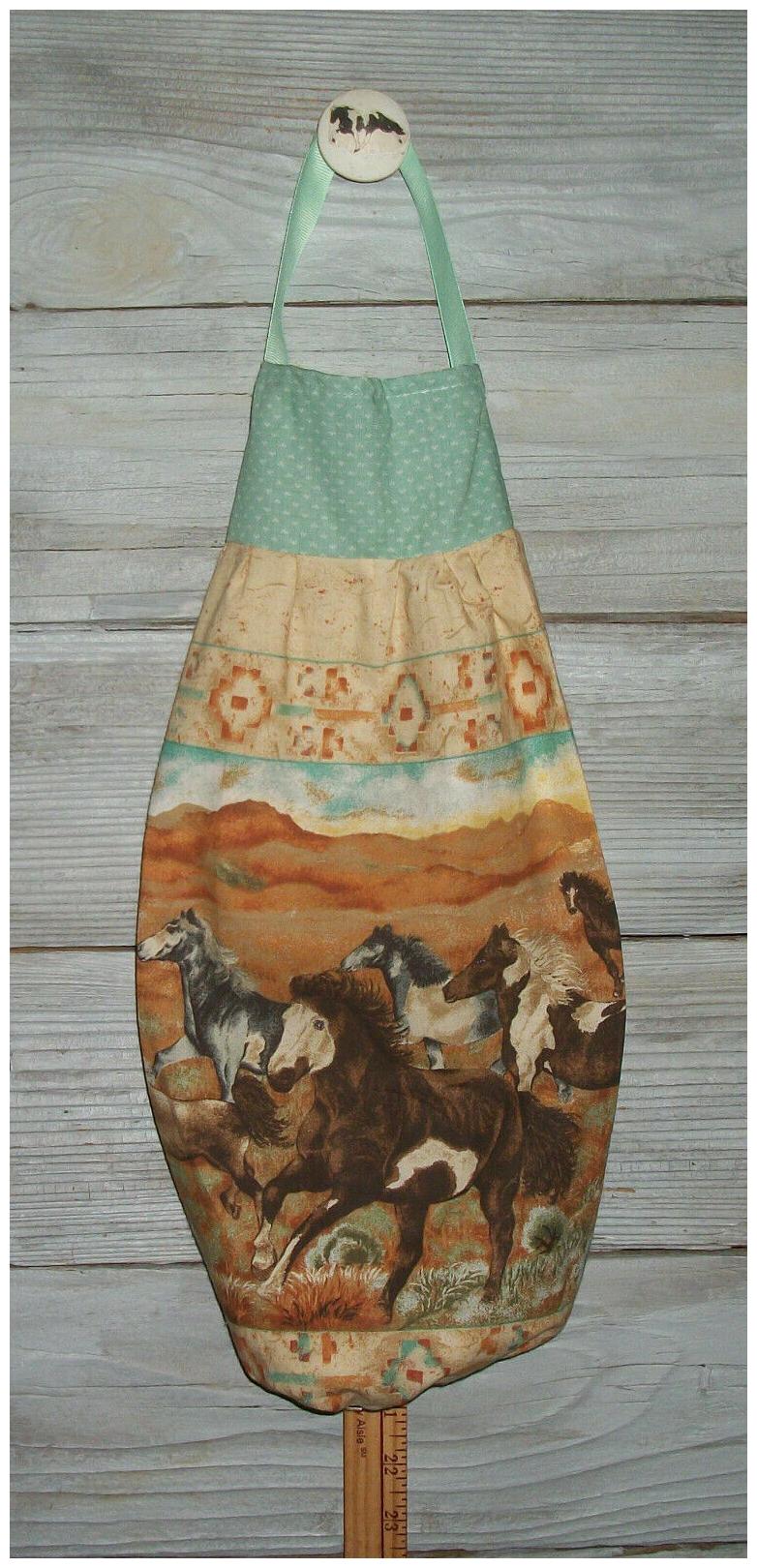

Mustang Horses Running Southwest Plastic Grocery Bag Rag Sock Holder Organizer