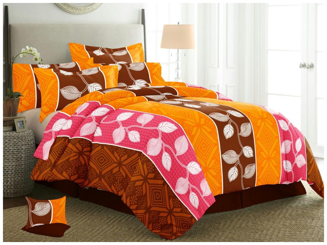 

Mystika Cotton Floral Double Size Bedsheet 150 TC ( 1 Bedsheet With 2 Pillow Covers Orange )