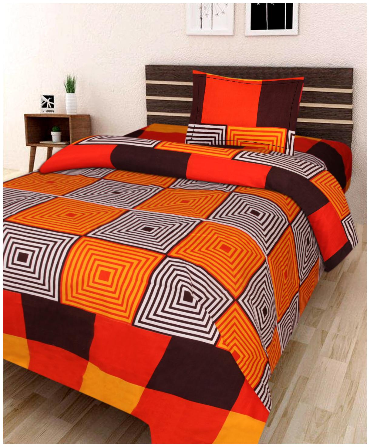 

N G PRODUCTS Cotton Geometric Double Size Bedsheet 120 TC ( 1 Bedsheet With 2 Pillow Covers Multi )