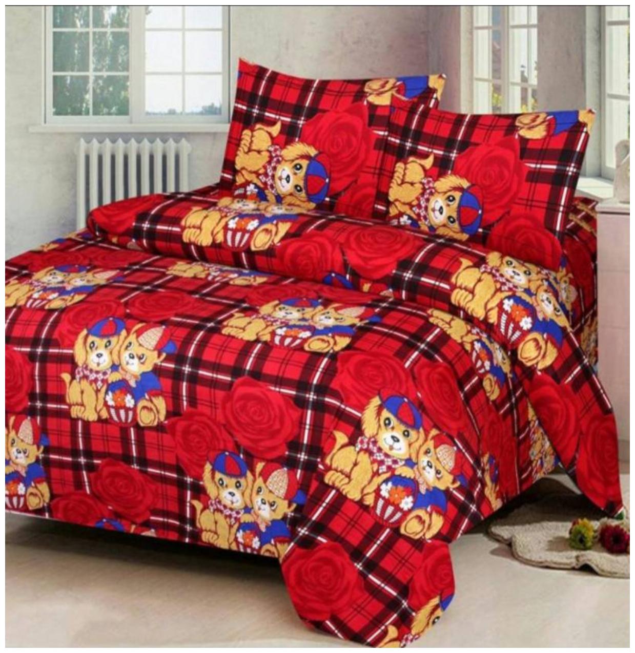 

N G PRODUCTS Microfiber Kids Double Size Bedsheet 150 TC ( 1 Bedsheet With 2 Pillow Covers Assorted Multi )