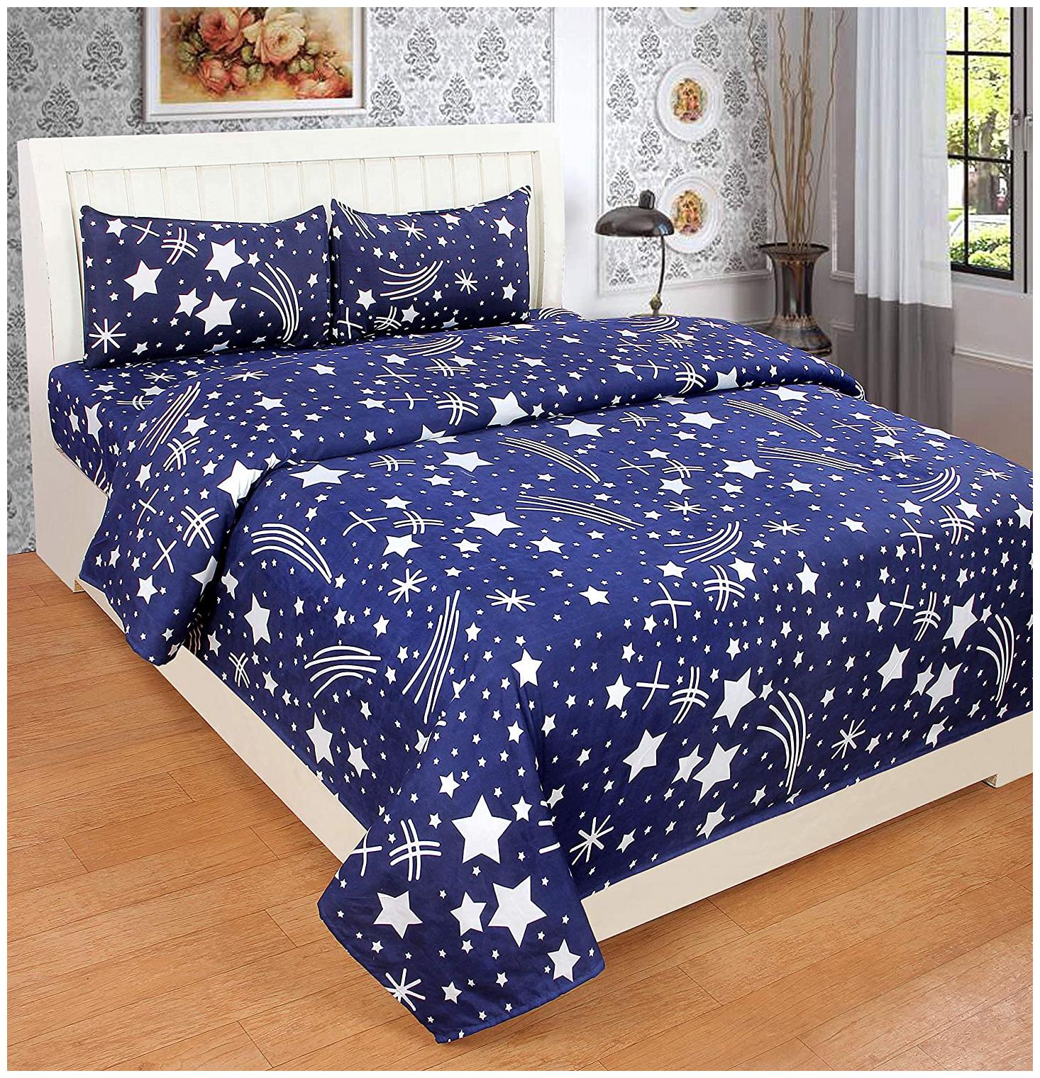 

N G PRODUCTS Cotton Printed Double Size Bedsheet 120 TC ( 1 Bedsheet With 2 Pillow Covers Multi )