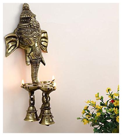 

Naman Ganesh Wall Hanging Diya with Bells(Brass)