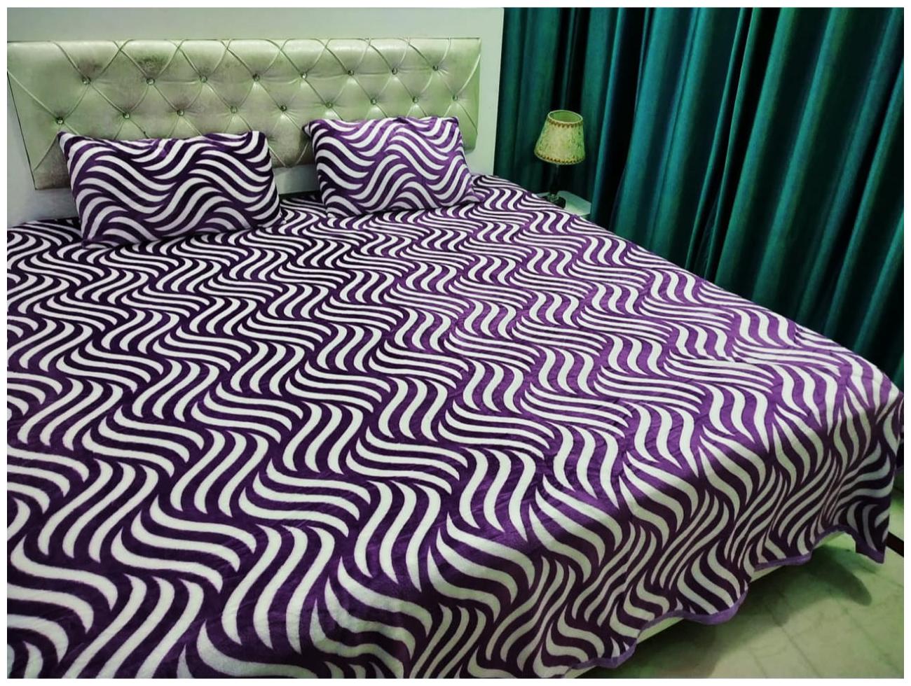 

Nanki s Velvet Floral Double Size Bedsheet 250 TC ( 1 Bedsheet With 2 Pillow Covers Purple )