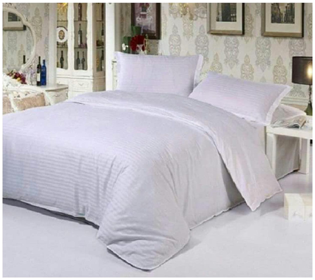 

Nanki s Cotton Solid Double Size Bedsheet 300 TC ( 1 Bedsheet With 2 Pillow Covers White )