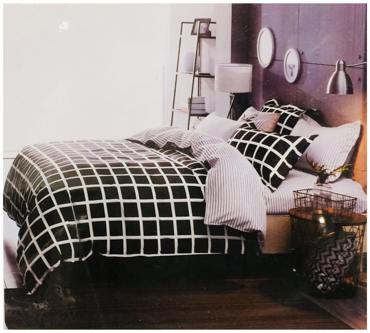 

Nanki s Cotton Abstract Double Size Bedsheet 144 TC ( 1 Bedsheet With 2 Pillow Covers Black )