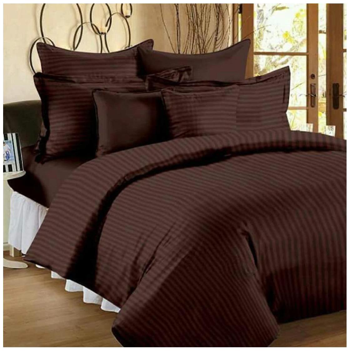 

Nanki s Cotton Solid Double Size Bedsheet 300 TC ( 1 Bedsheet With 2 Pillow Covers Brown )
