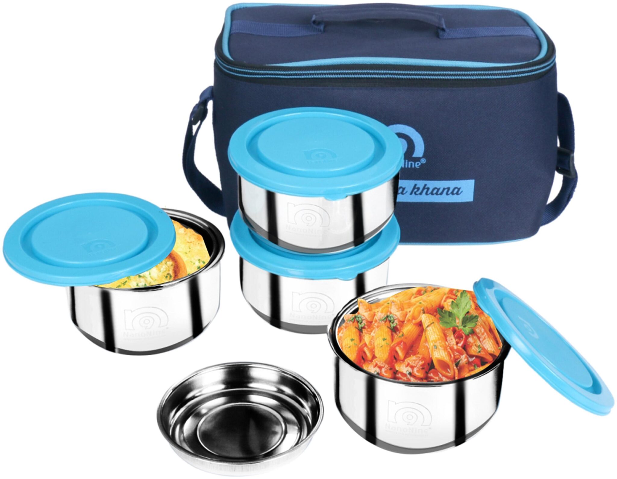 

NanoNine Silver Lunch box ( Set of 1 1040 ml )