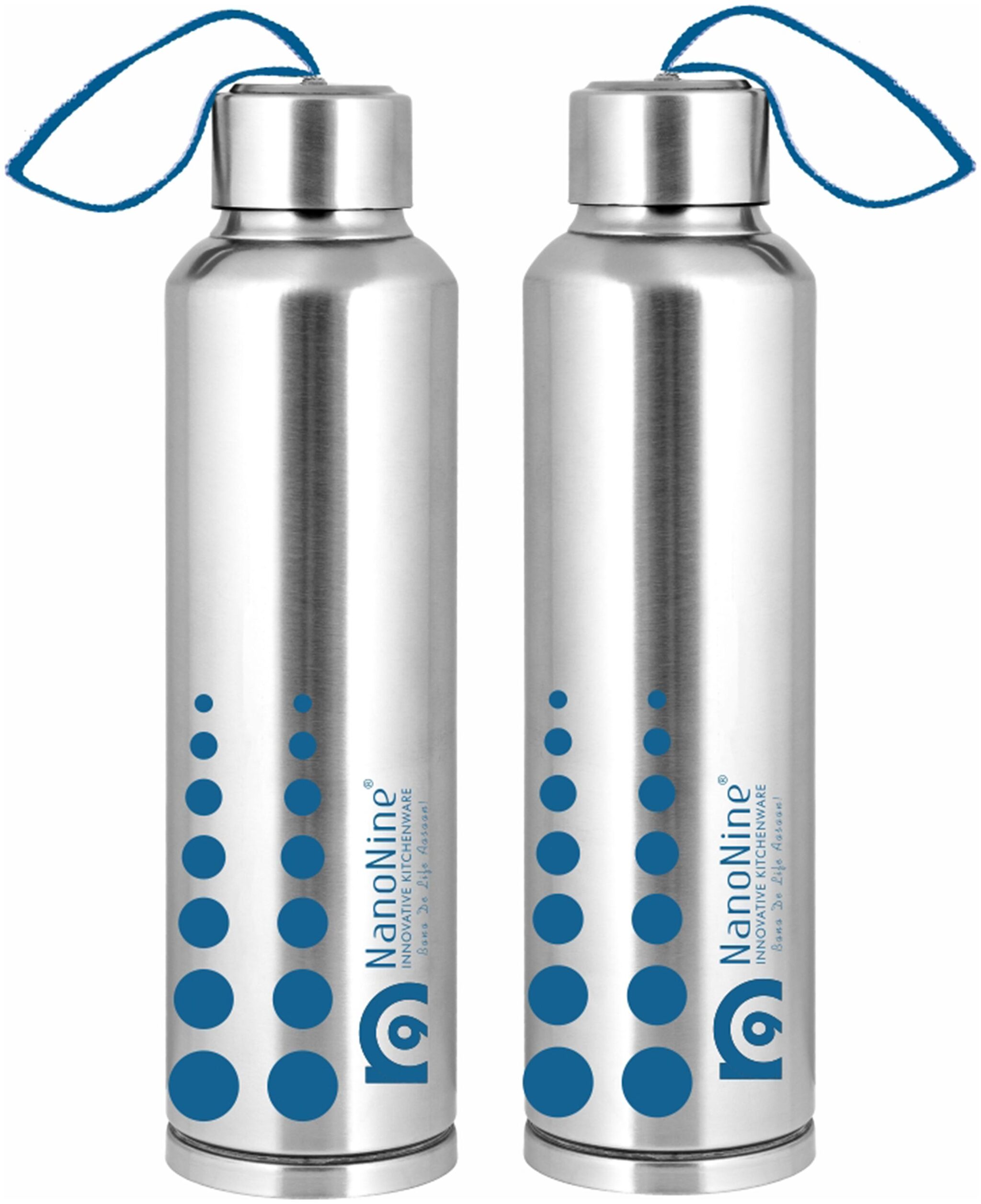 

NanoNine Stainless Steel Silver Water Bottle ( 1000 ml Set of 2 )