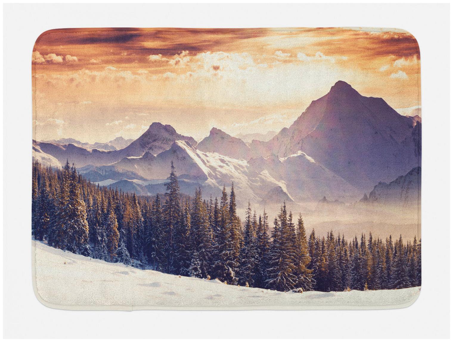 

Nature Bath Mat Winter Evening Mountain Non-Slip Plush Mat 29 5 X 17 5 Inches