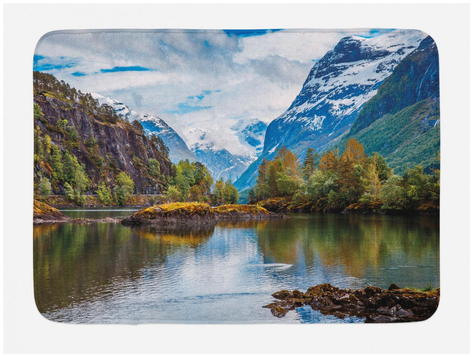 

Nature Bath Mat Snowy Norway Mountains Non-Slip Plush Mat 29 5 X 17 5 Inches