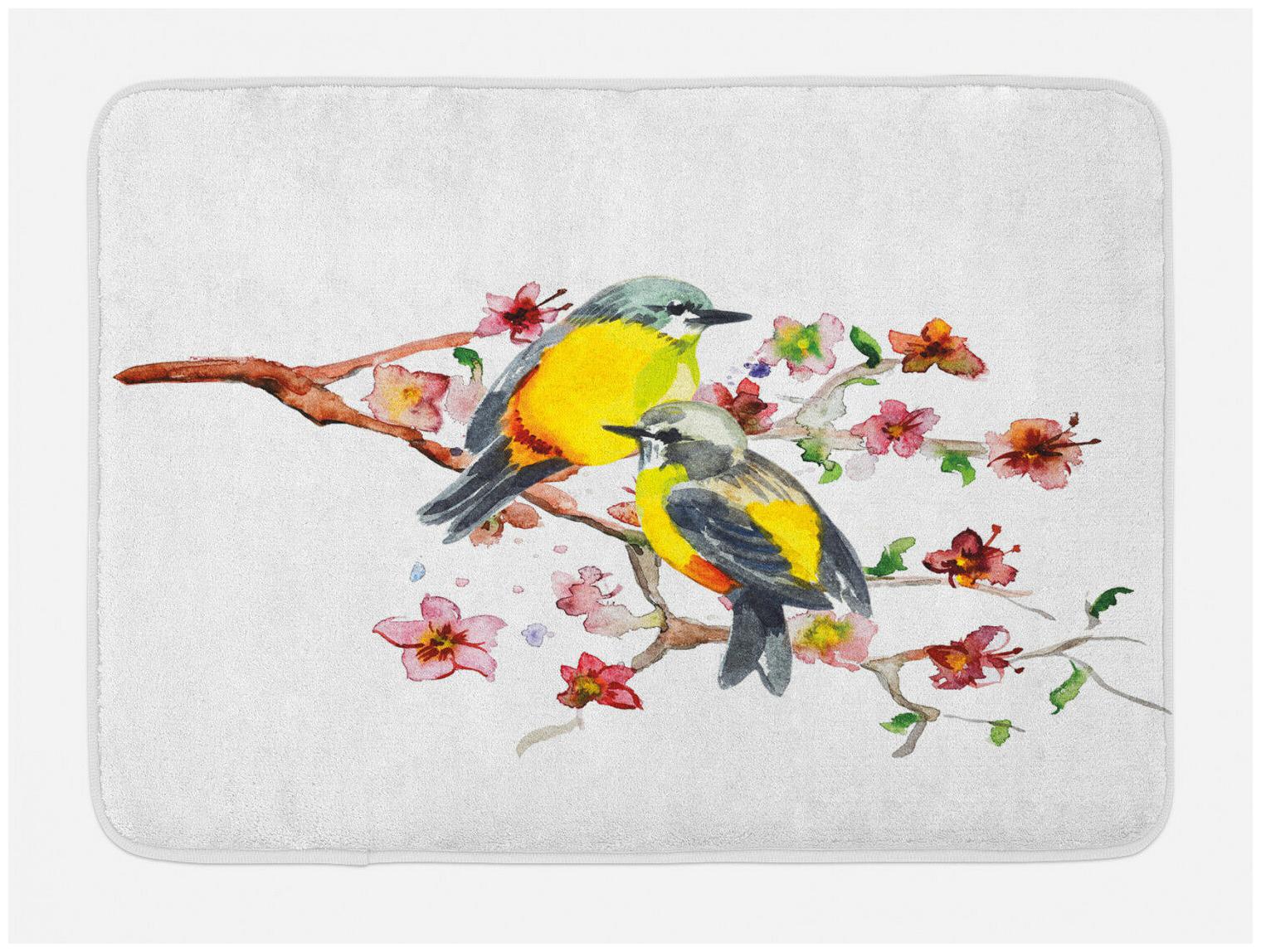

Nature Bath Mat Birds on the Branches Non-Slip Plush Mat 29 5 X 17 5 Inches
