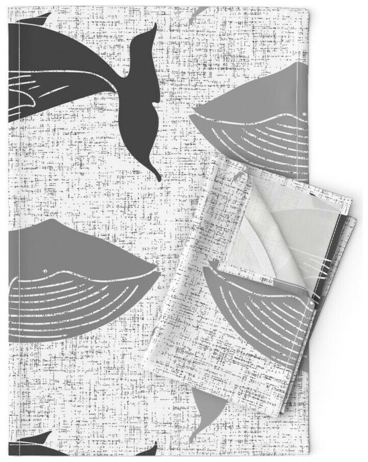 

Nautical Boy Nursery Whale Ocean Linen Cotton Tea Towels by Roostery Set of 2