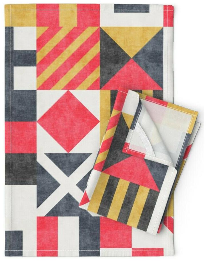 

Nautical Flags Nursery Maine Linen Cotton Tea Towels by Roostery Set of 2