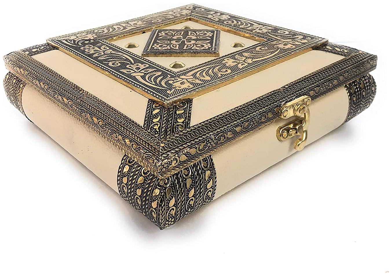 

Navrang Handicrafts Decorative Dry Fruit Box Sweet Box Mukhwas Box Sopari Box Gift Box Empty Dry Fruit Box