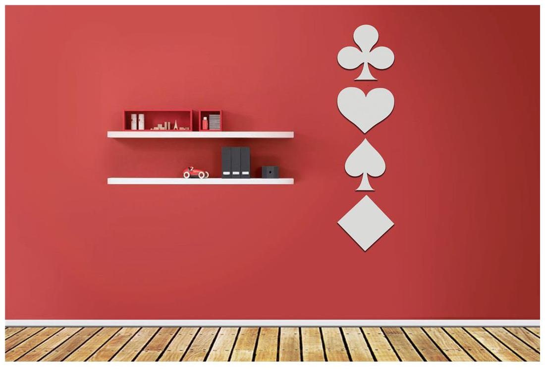 

NAWAB wall acrylic decal sticker PLAYING CARDS silver mirror look