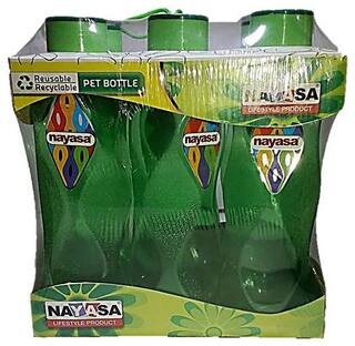 NAYASA Plastic Water Bottle Set of 6 ( Green , 1000 ml )
