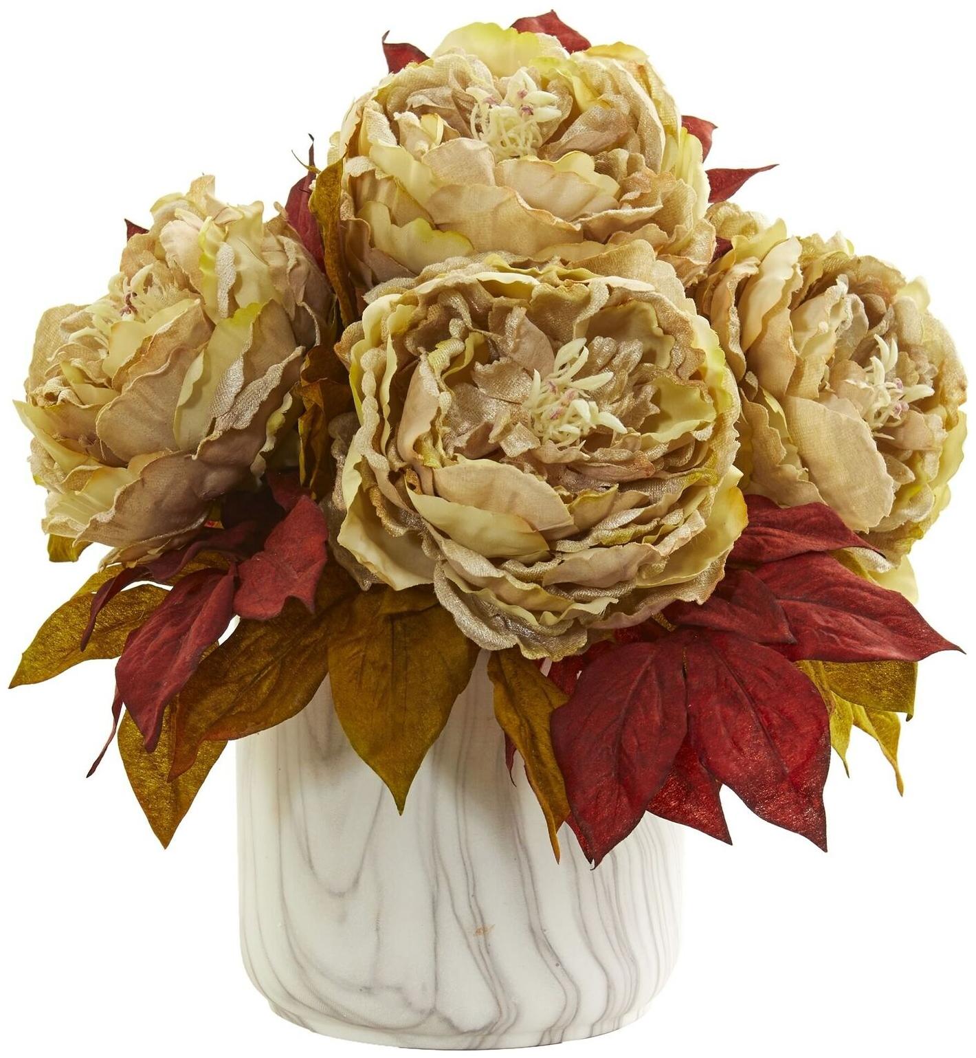 

Nearly Natural Peony Red Yellow Artificial Arrangement in