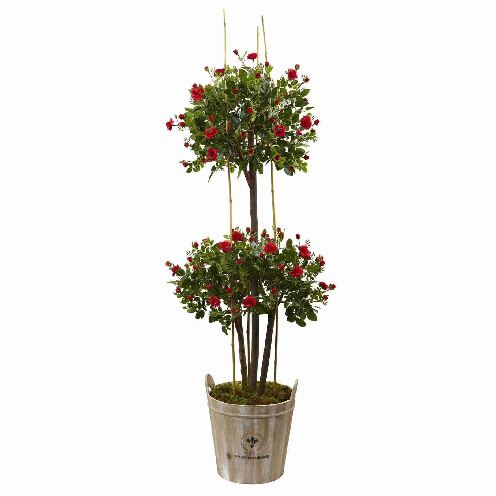 

Nearly Natural 5 5-foot Rose Topiary Tree with Farmhouse