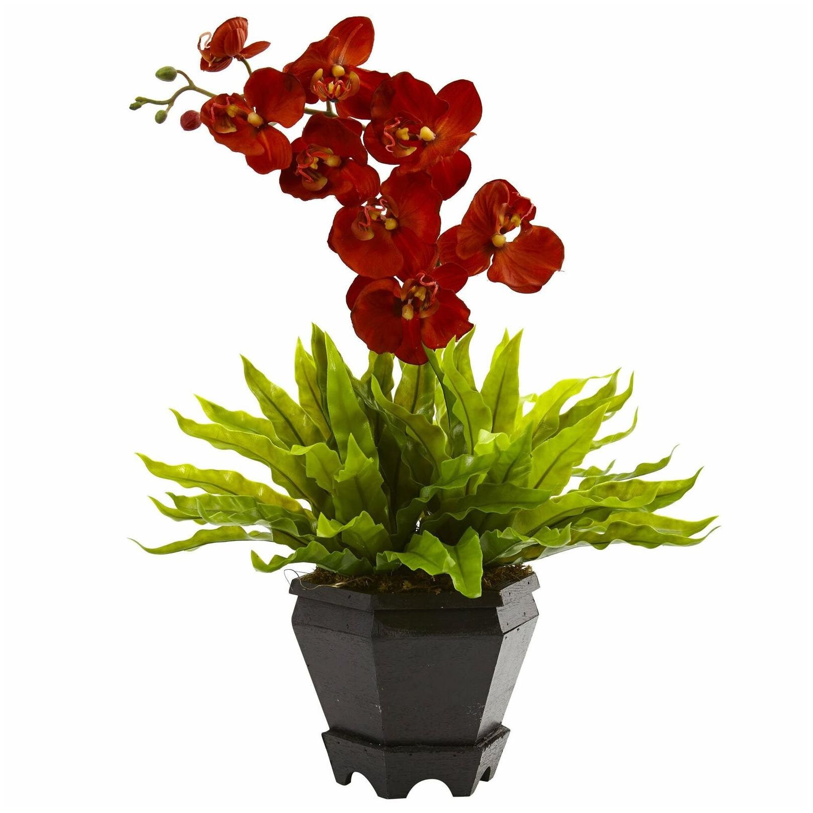 

Nearly Natural Faux Birds Nest and Orchid Combo With Planter