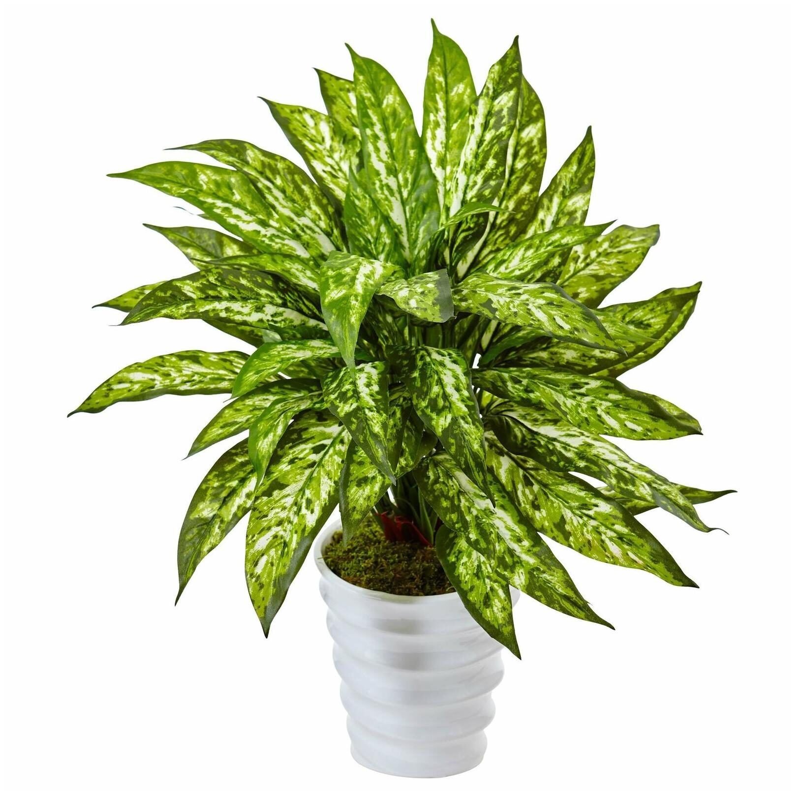 

Nearly Natural Silk Artificial Aglaonema in Swirl Planter