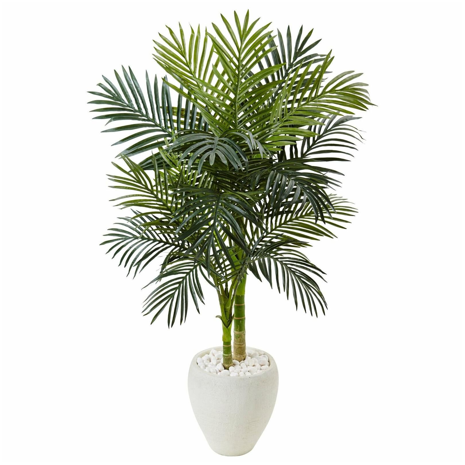 

Nearly Natural Green and White 4 5-foot Golden Cane Palm