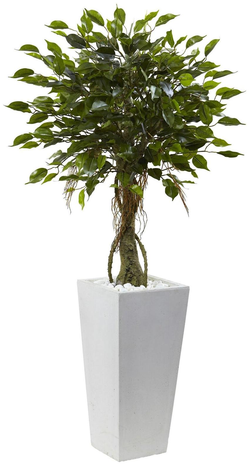 

Nearly Natural 52-inch Ficus Tree with White Planter Oriental Geometric Orienta