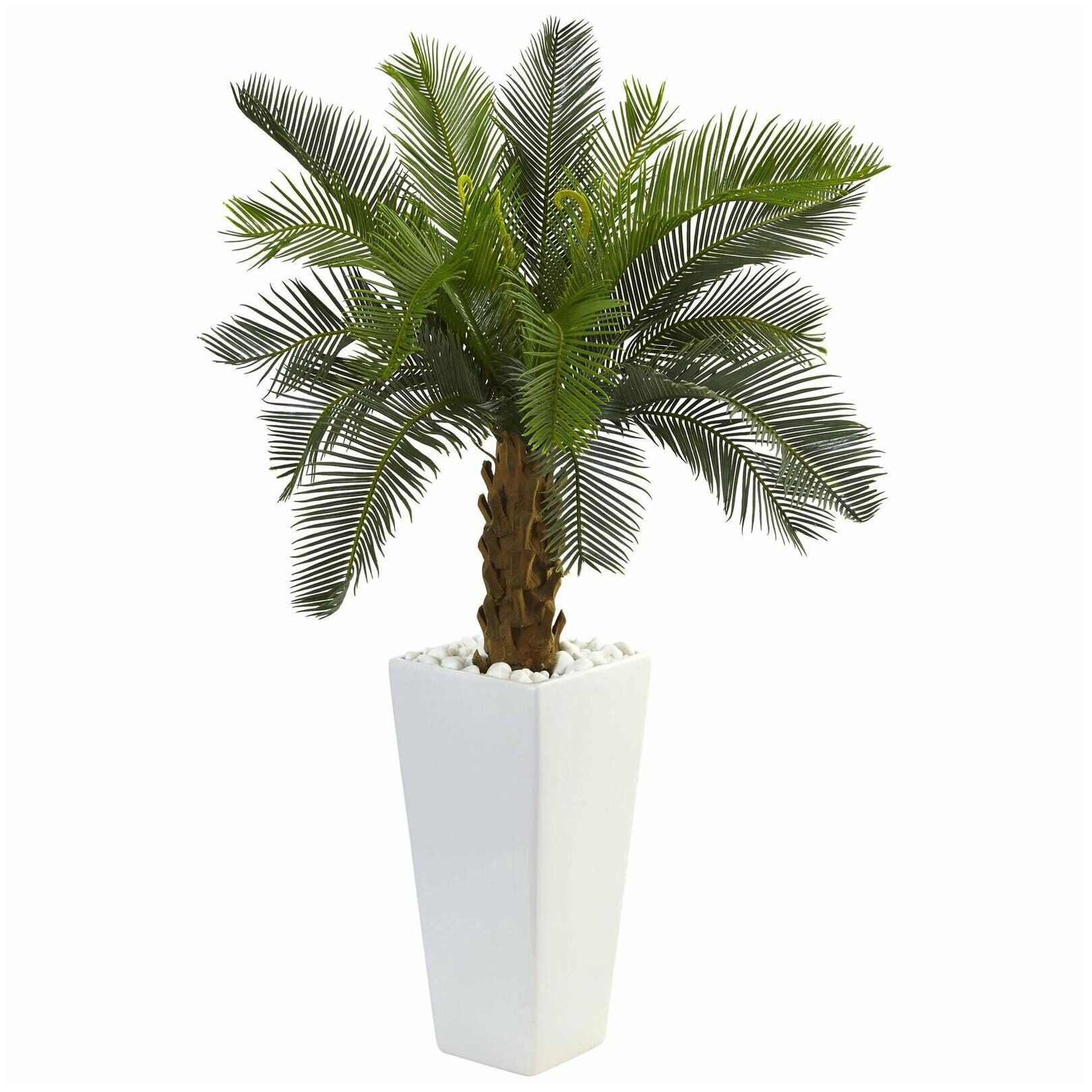 

Nearly Natural 3-foot Cycas Tree in White Tower Planter