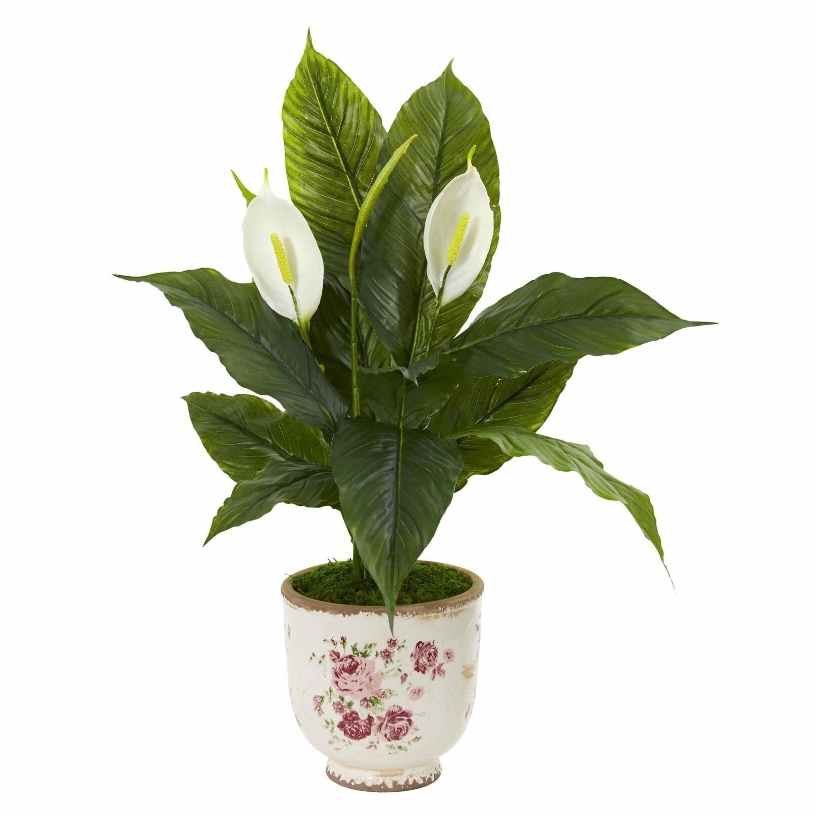 

Nearly Natural 38-inch Green White Artificial Spathiphyllum