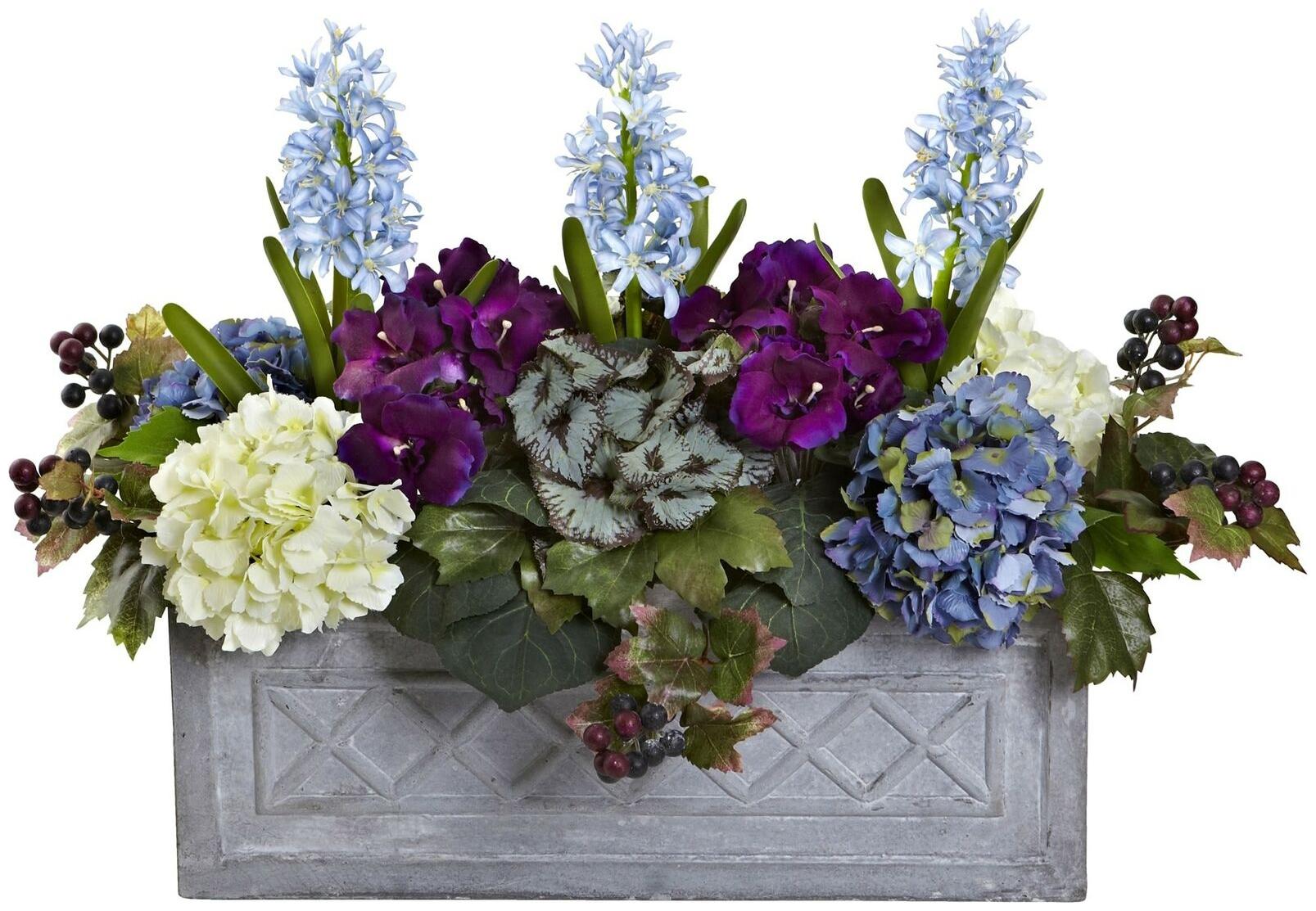 

Nearly Natural 19 5-inch Hyacinth and Hydrangea Artificial 19 5 high 28 wid