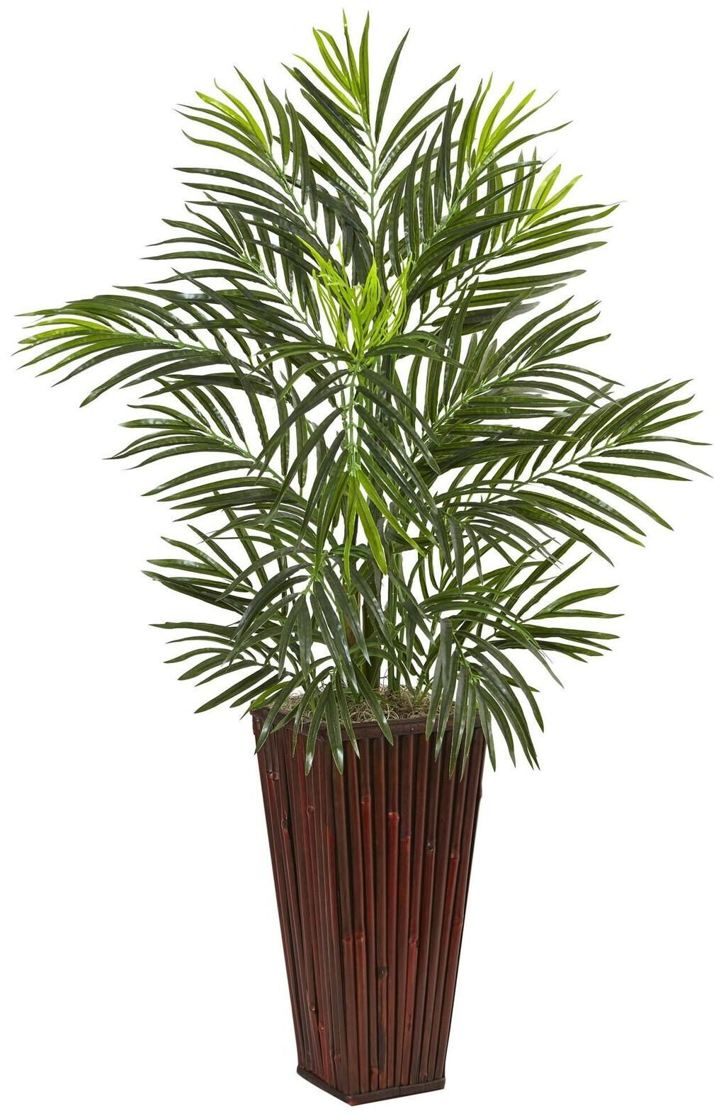 

Nearly Natural Areca Palm in Bamboo Planter