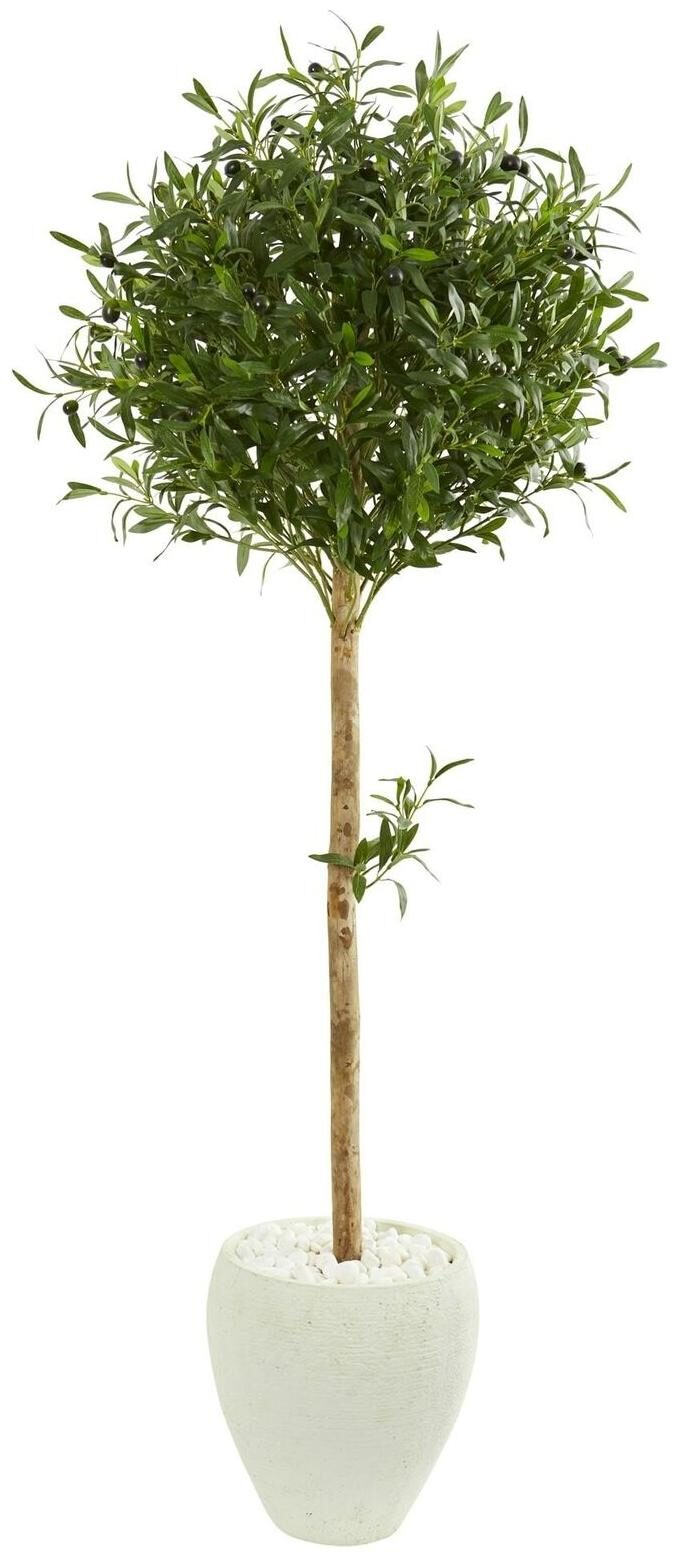 

Nearly Natural Olive Topiary 5-foot Artificial Tree in White