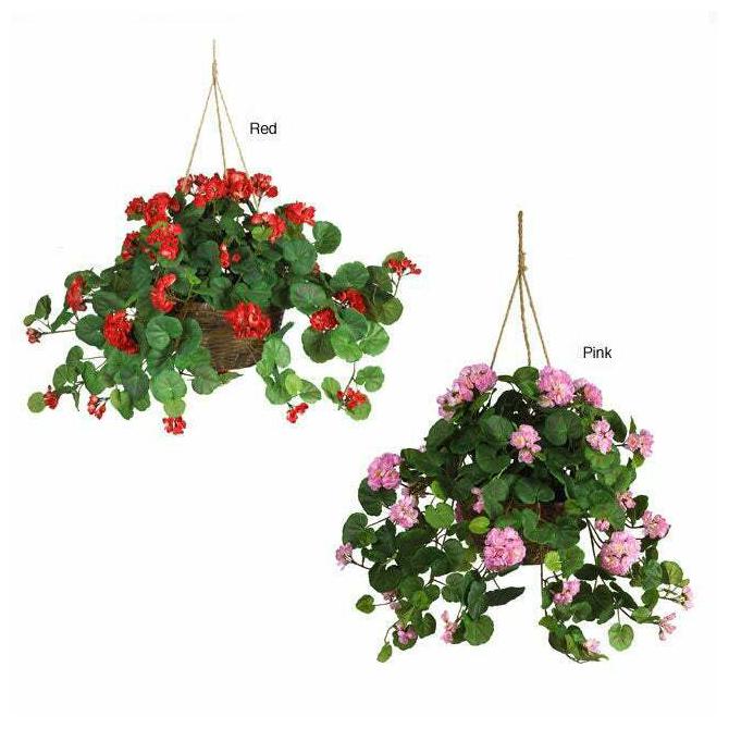 

Nearly Natural Geranium Silk Plant Artificial Soil and Red