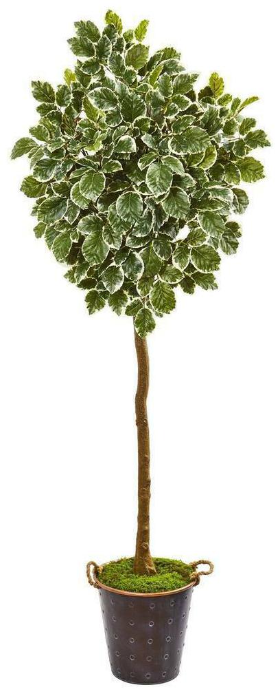 

Nearly Natural 77 Variegated Aralia Artificial Tree in Metal Planter Home Decor