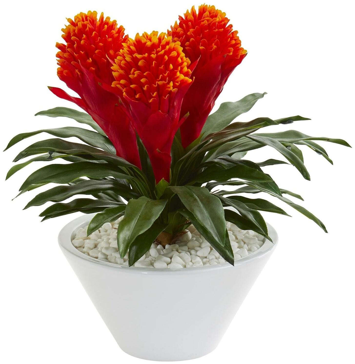 

Nearly Natural 17-inch Bromeliad Artificial Plant in White