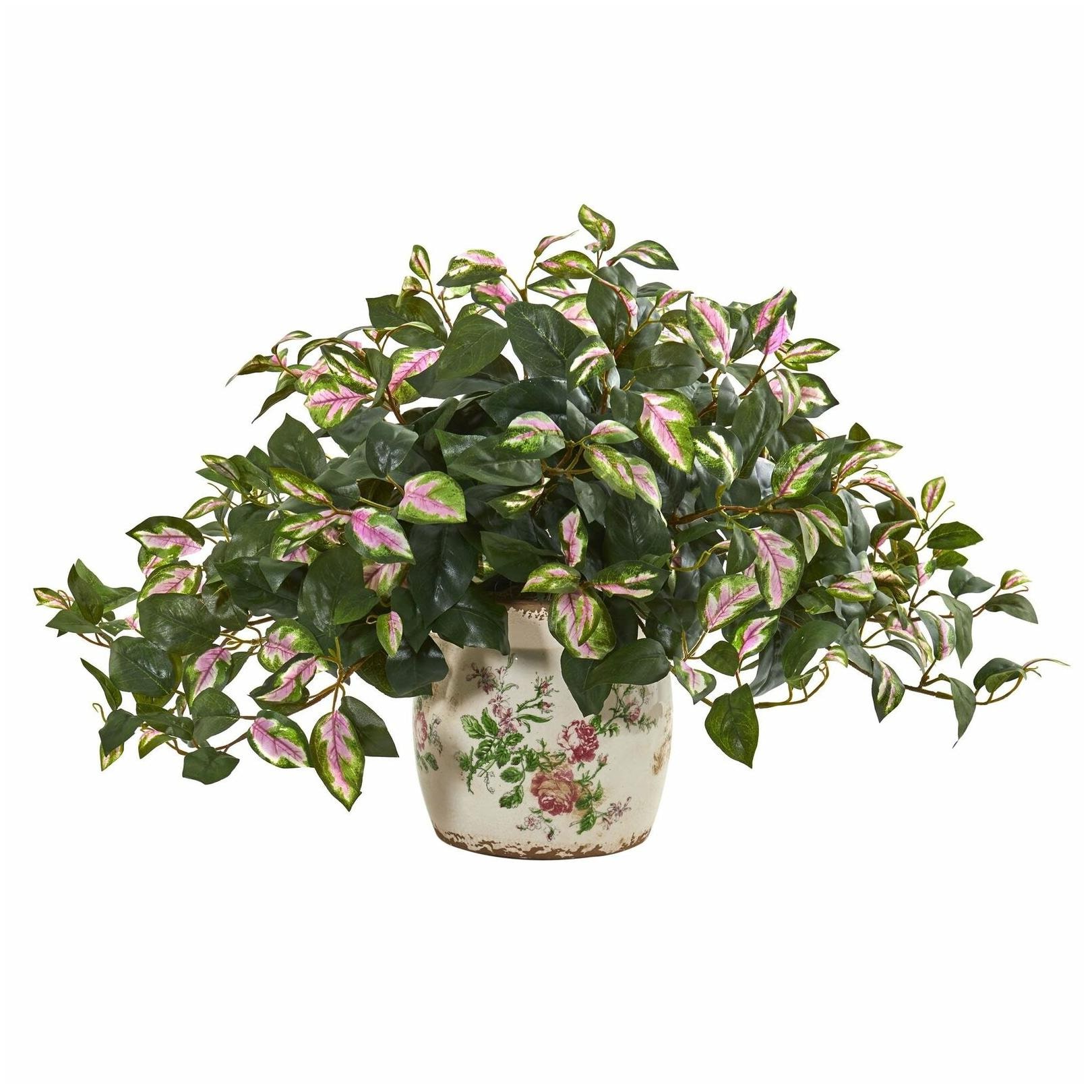 

Nearly Natural Hoya Artificial Plant in Floral Print Planter