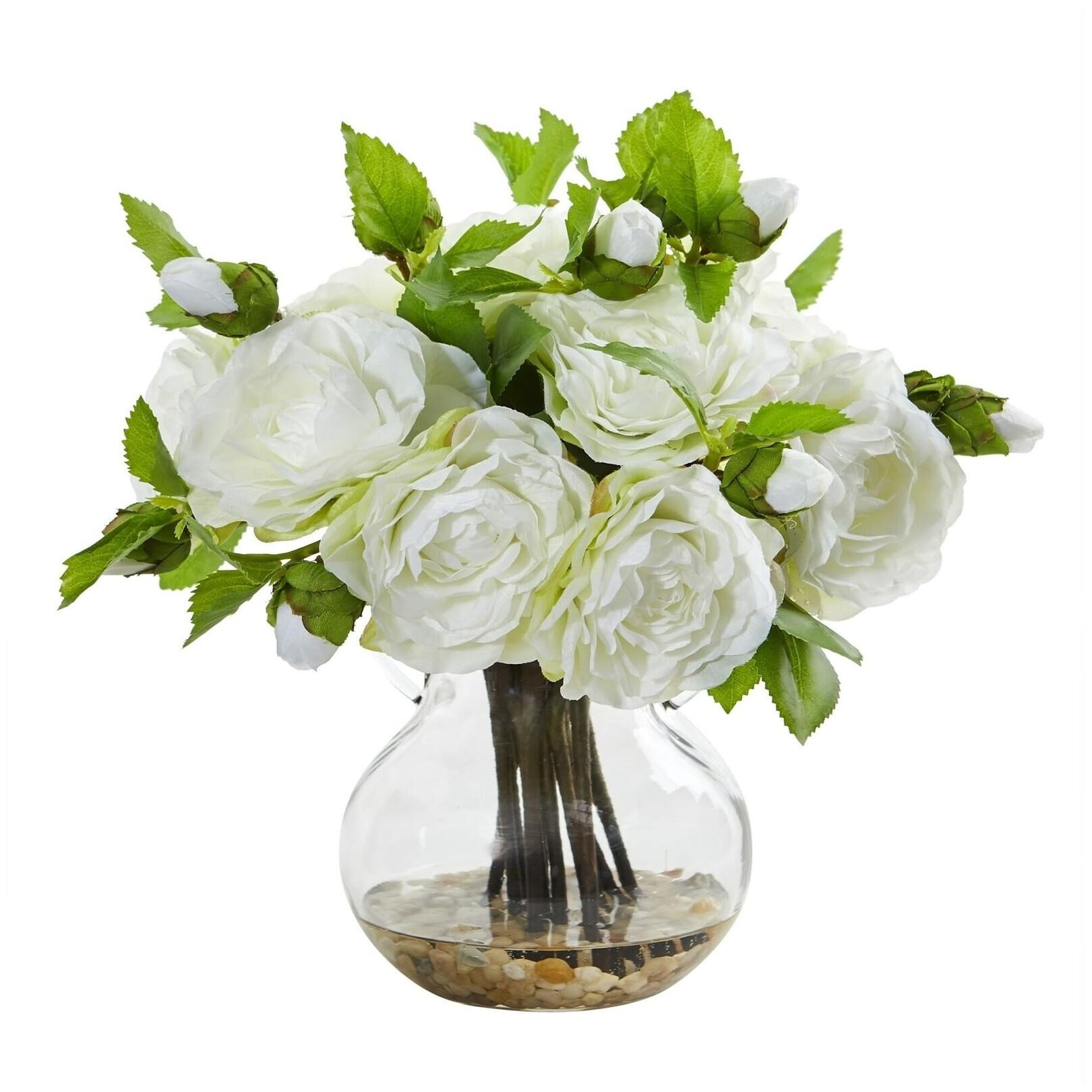 

Nearly Natural Green White Camellia Artificial Arrangement