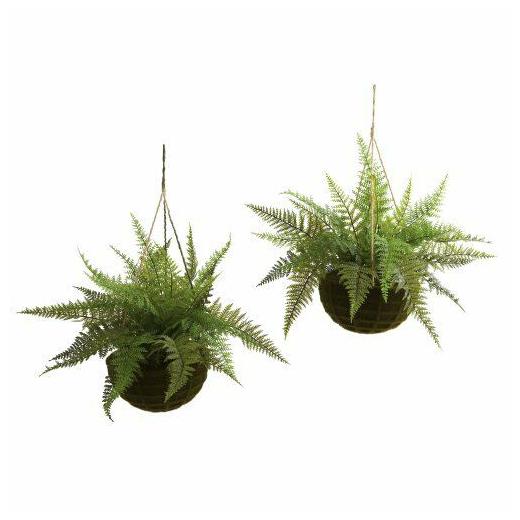 

Nearly Natural Leather Fern With Mossy Hanging Basket Indoor and Outdoor 2pk